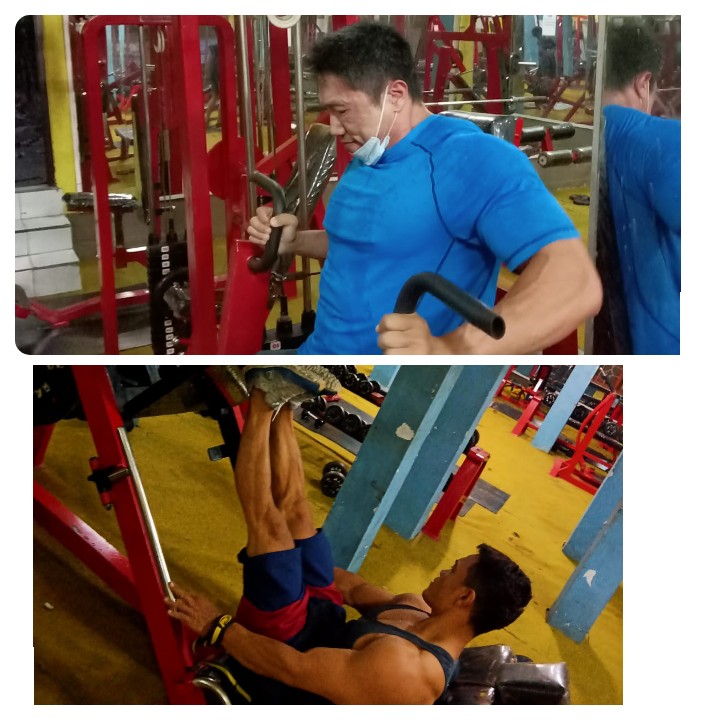 Dua atlet binaraga Iwan Setiawan dan Tjhie Rachmad Widjaya Menjalani Latihan Di Training Center